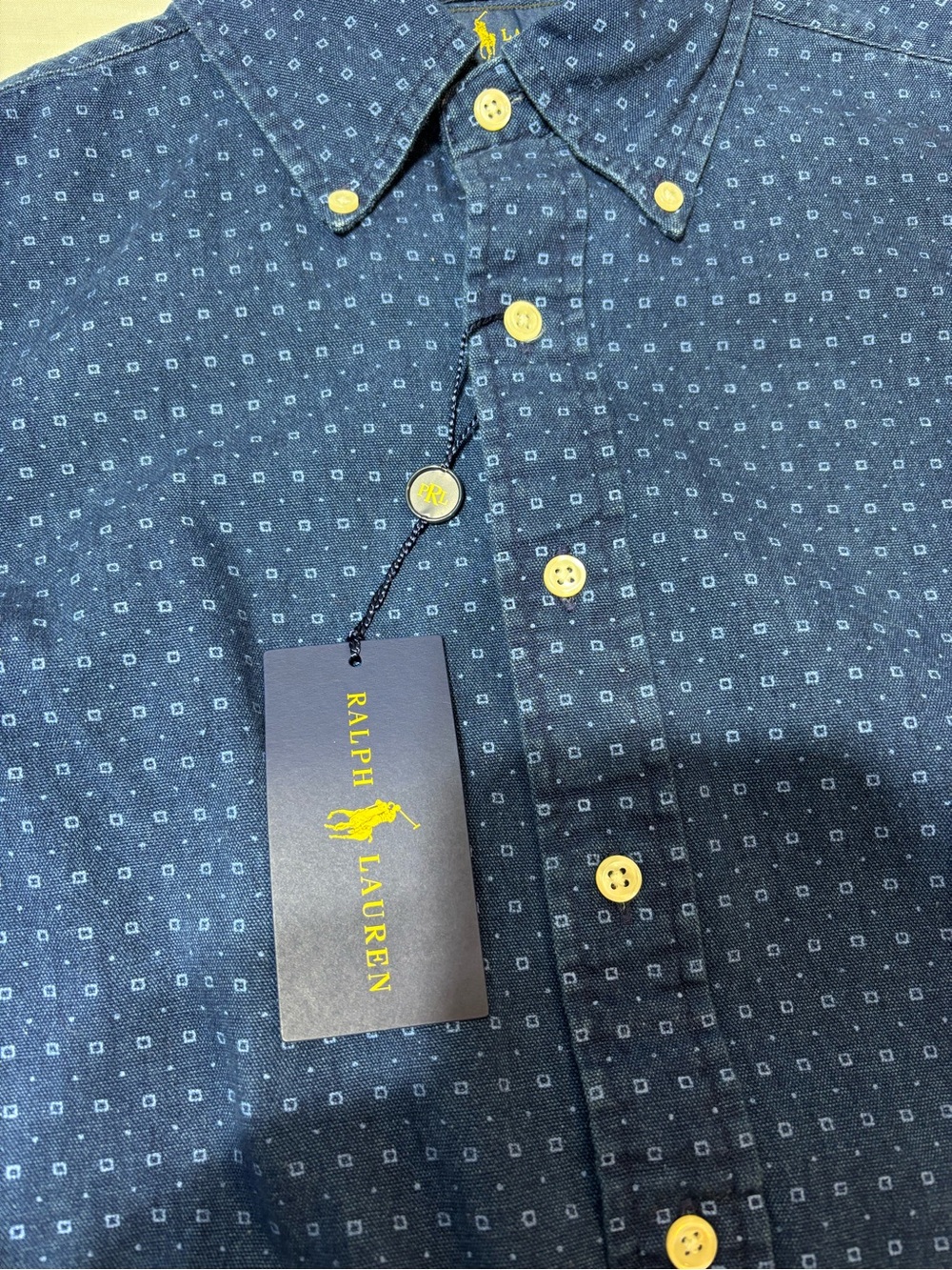 NWT Polo Ralph Lauren Indigo Blue Dot Geometric Oxford Shirt - Men's S